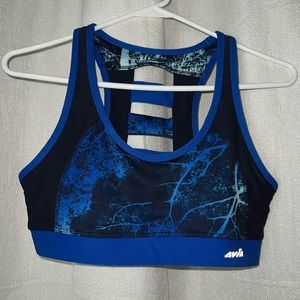 Avia Sports Bra Black Blue Pads Mesh